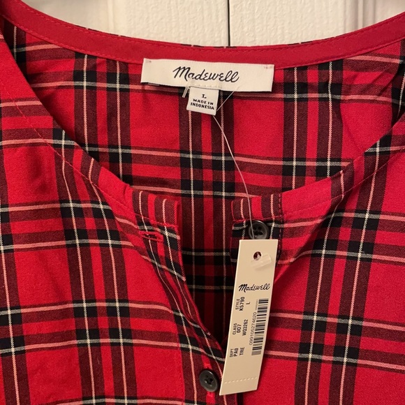NWT Madewell Studio Ruffle-Hem Top in Clanton Plaid - Picture 12 of 13